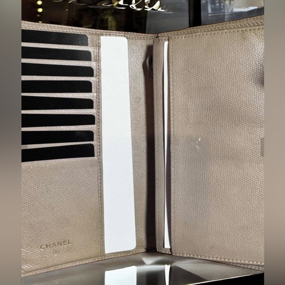 GUC CHANEL Coco Mark Logo Pink Nuance Color Dull Pink Beige Long Wallet CLASSIC - Picture 4 of 12